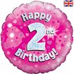 18IN HAPPY 2ND B/DAY PINK FOIL