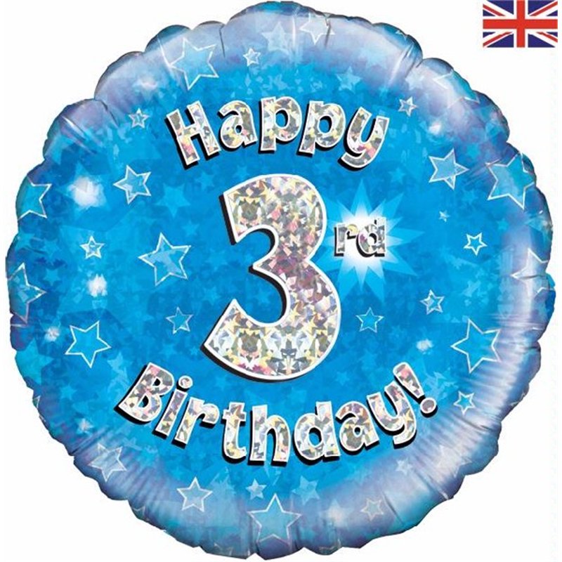 18IN HAPPY 3RD B/DAY BLUE FOIL