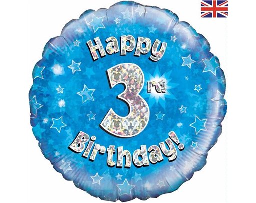 18IN HAPPY 3RD B/DAY BLUE FOIL