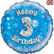 18IN HAPPY 3RD B/DAY BLUE FOIL
