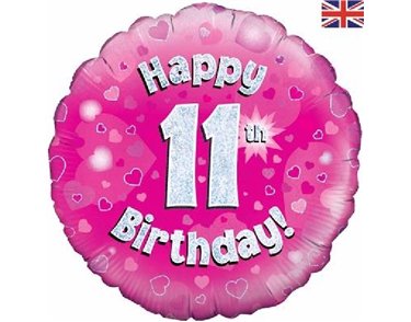 18IN 11TH B/DAY PINK HOLO FOIL