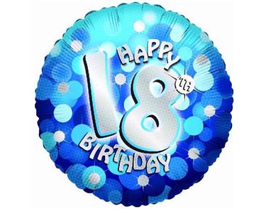 18IN SPARKLE BLUE 18TH FOIL BALLOON