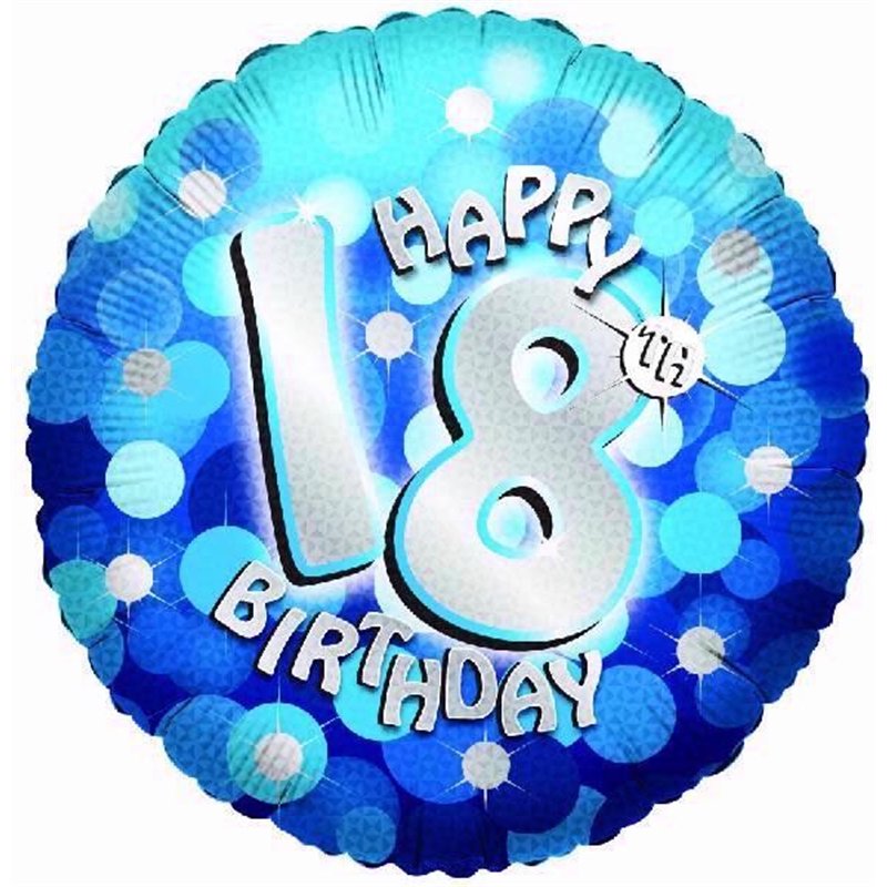 18IN SPARKLE BLUE 18TH FOIL BALLOON