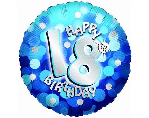 18IN SPARKLE BLUE 18TH FOIL BALLOON