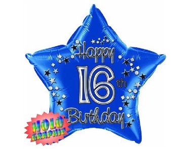 22IN 16TH BLUE FOIL BALLOON