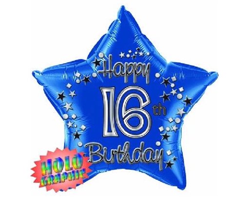 22IN 16TH BLUE FOIL BALLOON