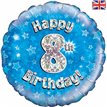 18IN HAPPY 8TH B/DAY BLUE FOIL