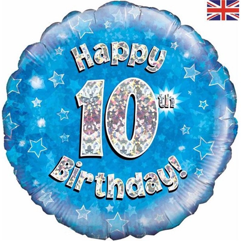 18IN HAPPY 10TH B/DAY BLUE FOIL