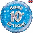 18IN HAPPY 10TH B/DAY BLUE FOIL