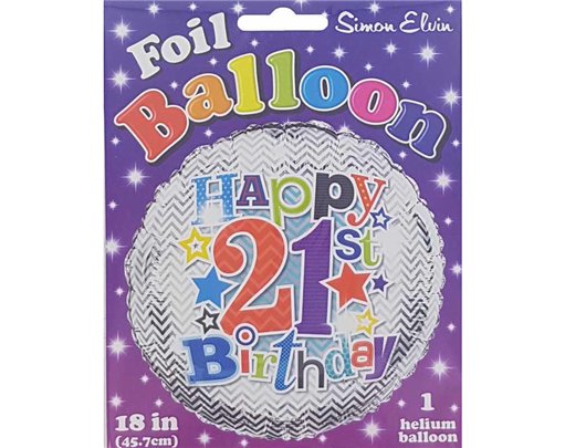 18in 21ST B/DAY FOIL BALLOON