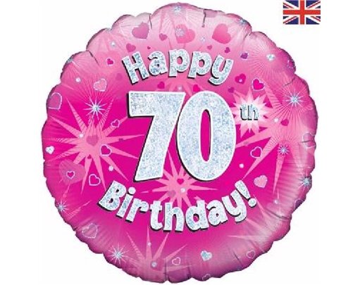 18IN 70TH B/DAY PINK HOLO FOIL