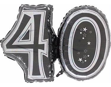 28IN 40TH BLACK FOIL BALLOON