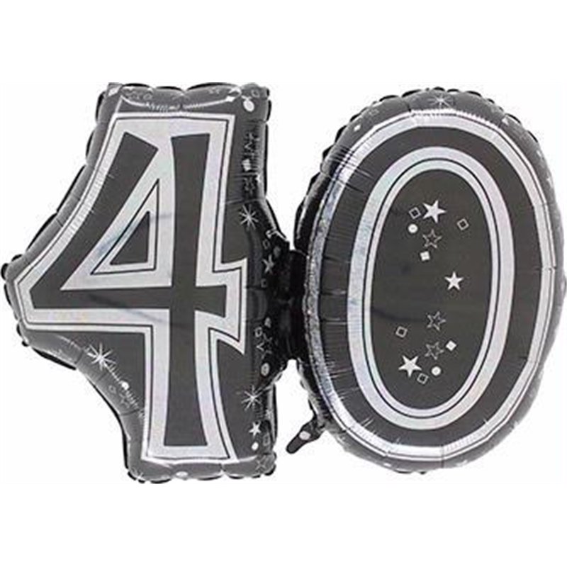 28IN 40TH BLACK FOIL BALLOON