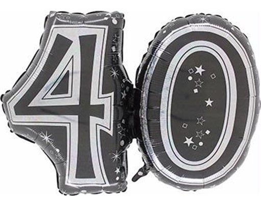 28IN 40TH BLACK FOIL BALLOON