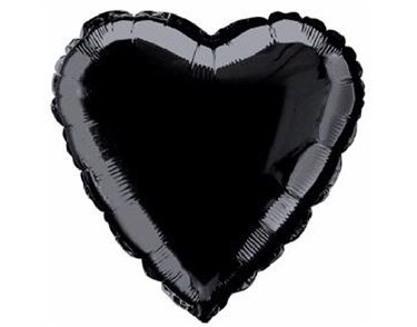 BLACK HEART 18IN FOIL BALLOON