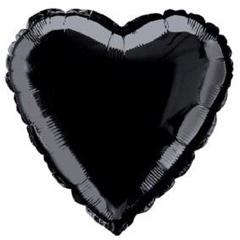BLACK HEART 18IN FOIL BALLOON
