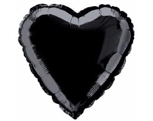 BLACK HEART 18IN FOIL BALLOON