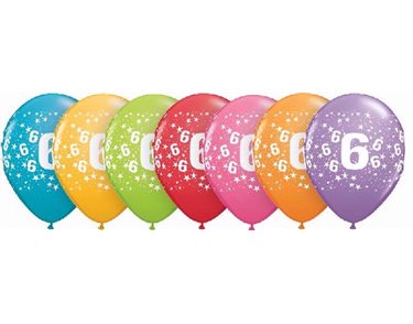 (25) 11IN ASST TROPICAL 6TH BIRTHDAY QUALATEX