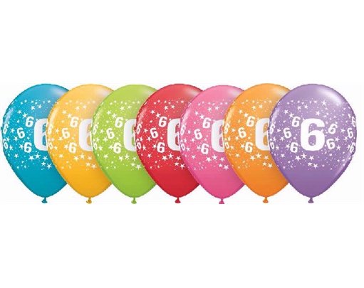 (25) 11IN ASST TROPICAL 6TH BIRTHDAY QUALATEX