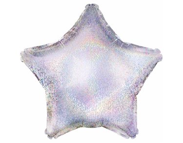 SILVER HOLOGRAPHIC STAR 19IN FOIL