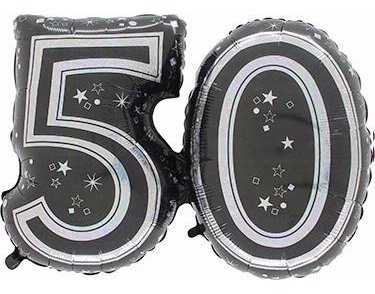 28IN 50TH BLACK FOIL BALLOON