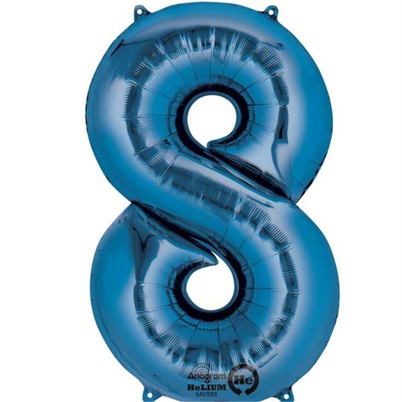 BLUE NO. 8 SUPERSHAPE FOIL BALLOON