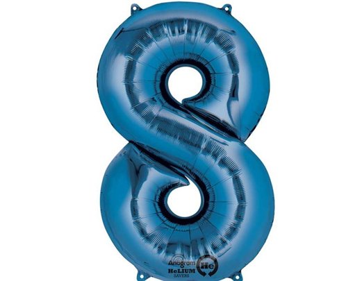 BLUE NO. 8 SUPERSHAPE FOIL BALLOON