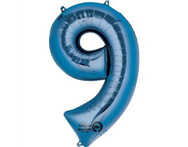 BLUE NUMBER 9 SUPERSHAPE FOIL BALLOON