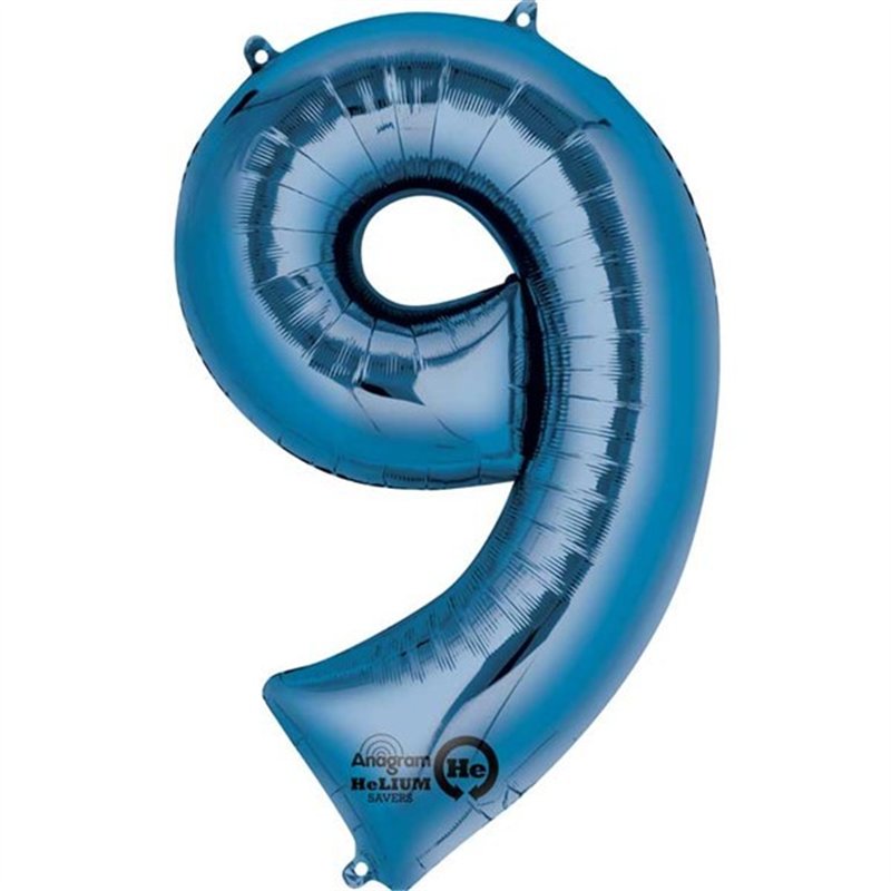BLUE NUMBER 9 SUPERSHAPE FOIL BALLOON