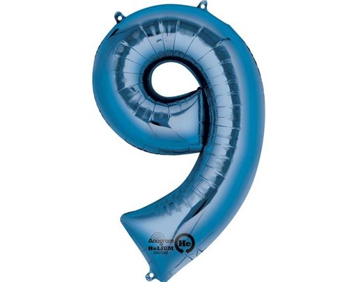 BLUE NUMBER 9 SUPERSHAPE FOIL BALLOON
