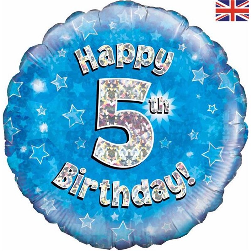 18IN HAPPY 5TH B/DAY BLUE FOIL