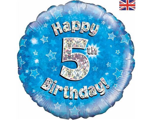 18IN HAPPY 5TH B/DAY BLUE FOIL