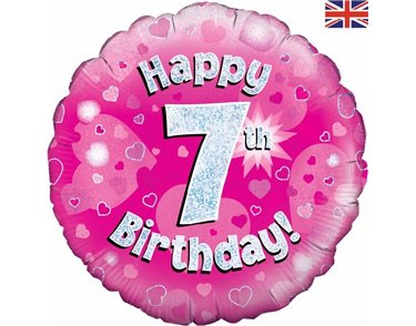 18IN HAPPY 7TH B/DAY PINK FOIL