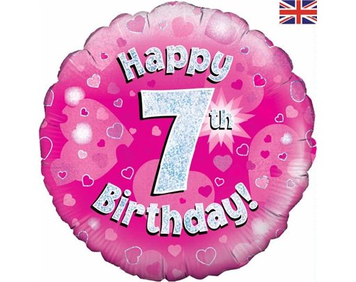 18IN HAPPY 7TH B/DAY PINK FOIL