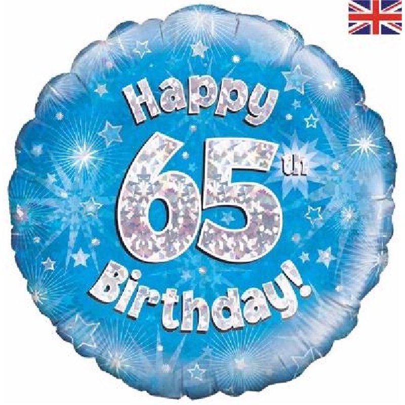 18IN 65TH B/DAY BLUE HOLO FOIL