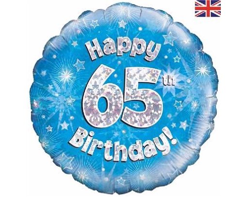 18IN 65TH B/DAY BLUE HOLO FOIL