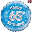18IN 65TH B/DAY BLUE HOLO FOIL