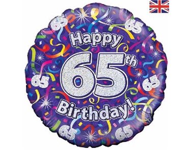 18IN 65TH B/DAY STREAMERS HOLO FOIL