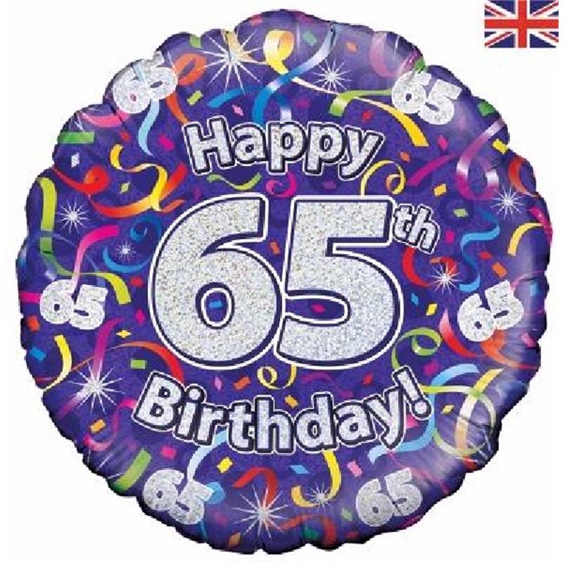 18IN 65TH B/DAY STREAMERS HOLO FOIL