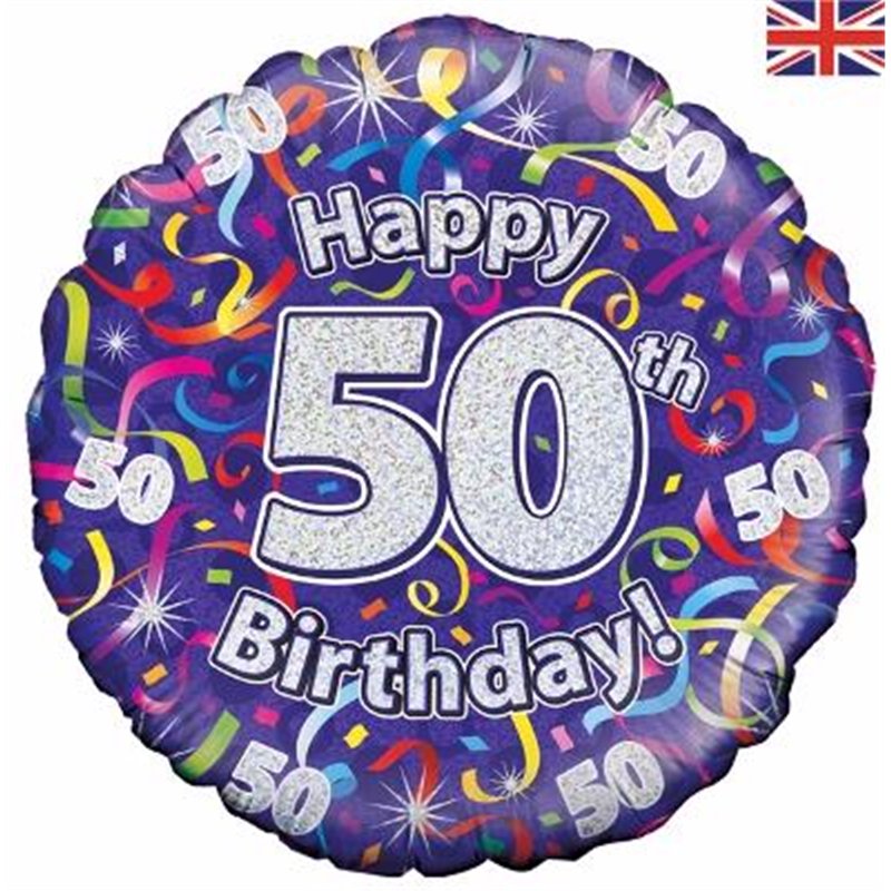 18IN 50TH B/DAY STREAMERS HOLO FOIL