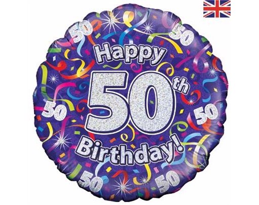 18IN 50TH B/DAY STREAMERS HOLO FOIL
