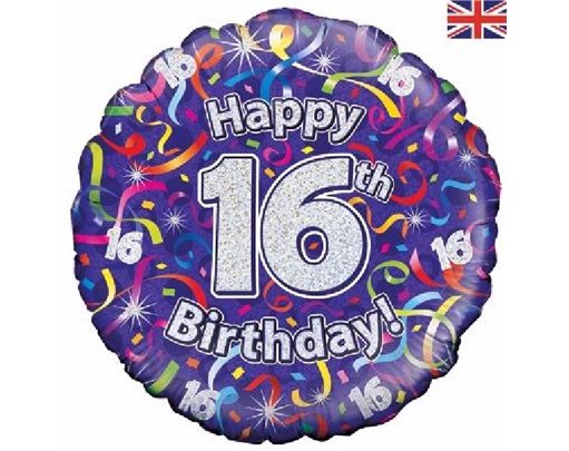 18IN 16TH B/DAY STREAMERS HOLO FOIL