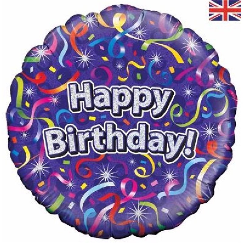 18IN B/DAY STREAMERS HOLO FOIL