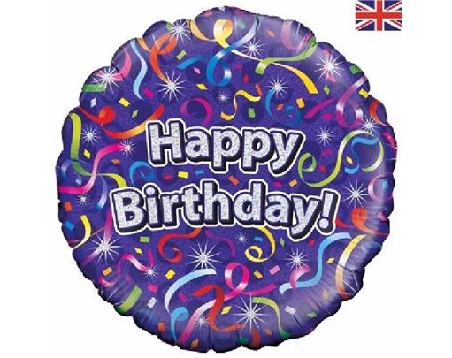 18IN B/DAY STREAMERS HOLO FOIL