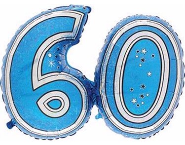 28IN 60TH BLUE FOIL BALLOON