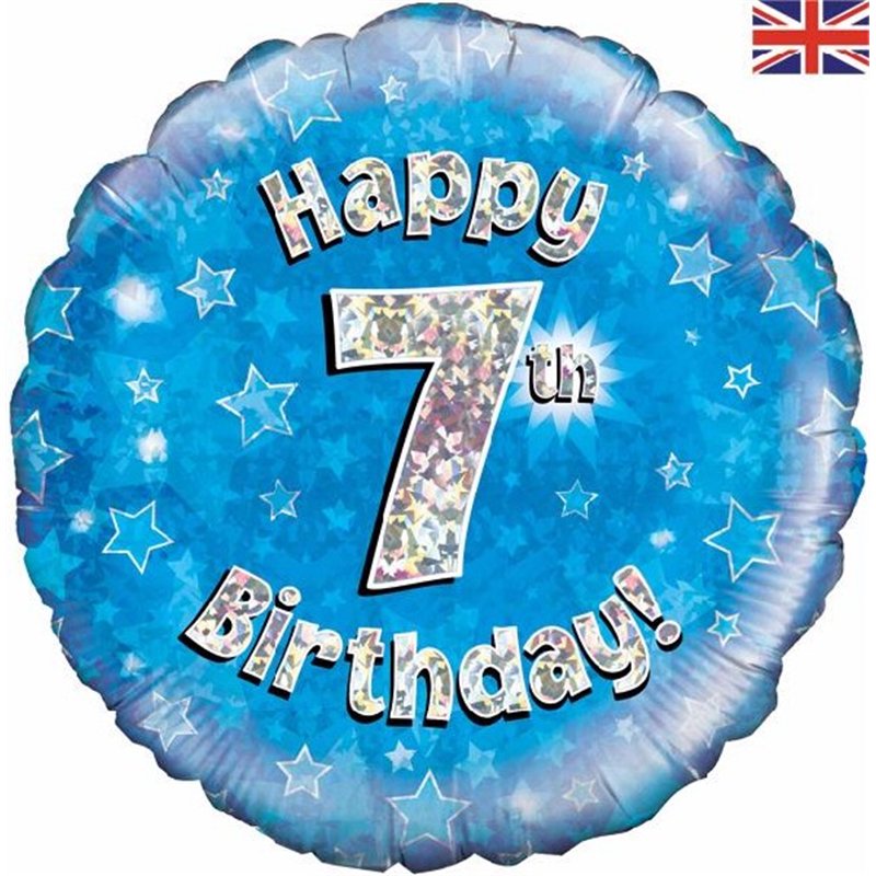18IN HAPPY 7TH B/DAY BLUE FOIL