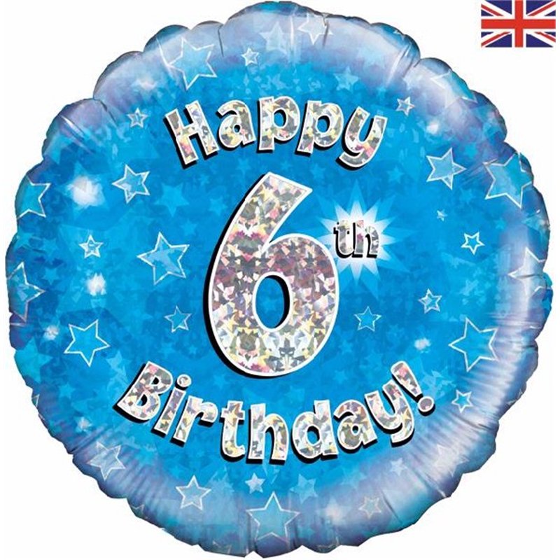 18IN HAPPY 6TH B/DAY BLUE FOIL
