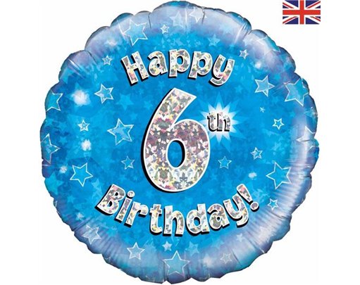 18IN HAPPY 6TH B/DAY BLUE FOIL
