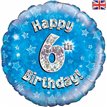 18IN HAPPY 6TH B/DAY BLUE FOIL