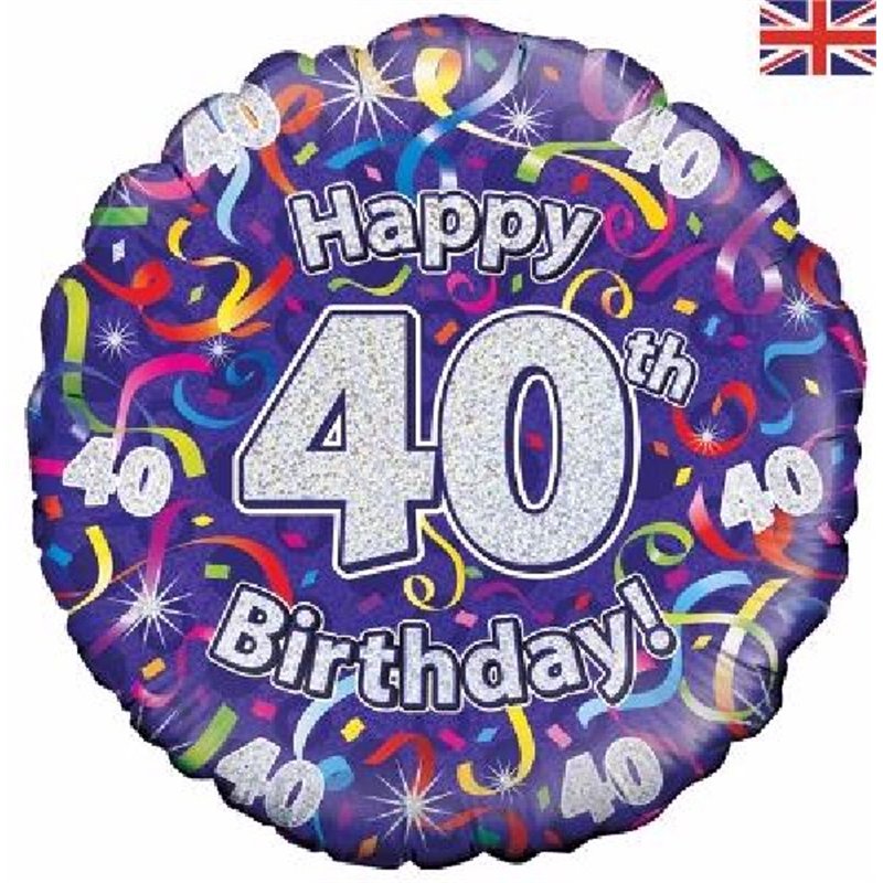 18IN 40TH B/DAY STREAMERS HOLO FOIL